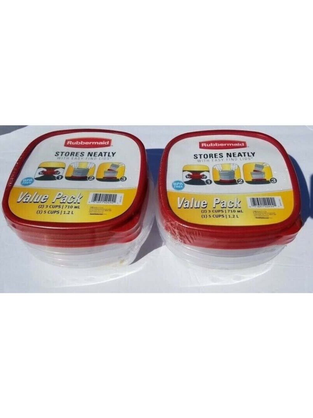 Rubbermaid 6 Piece Set Easy Find Lid Food Storage Containers BPA Free Lot of 2